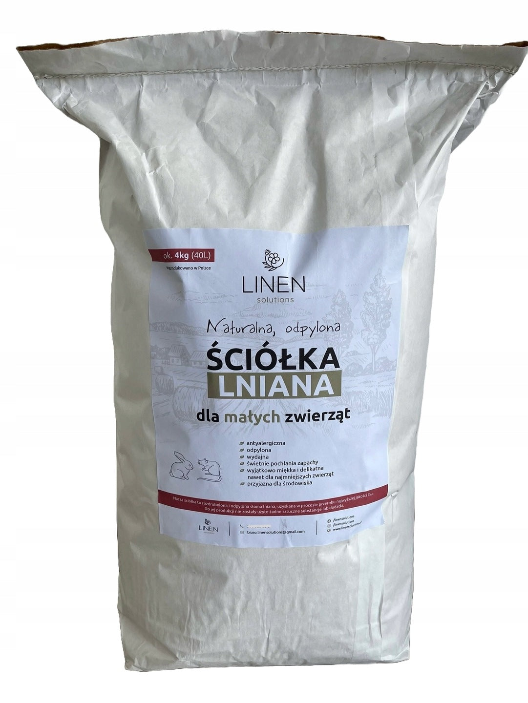 Ściółka 100% len dla gryzoni odpylona antyalergiczna 4kg